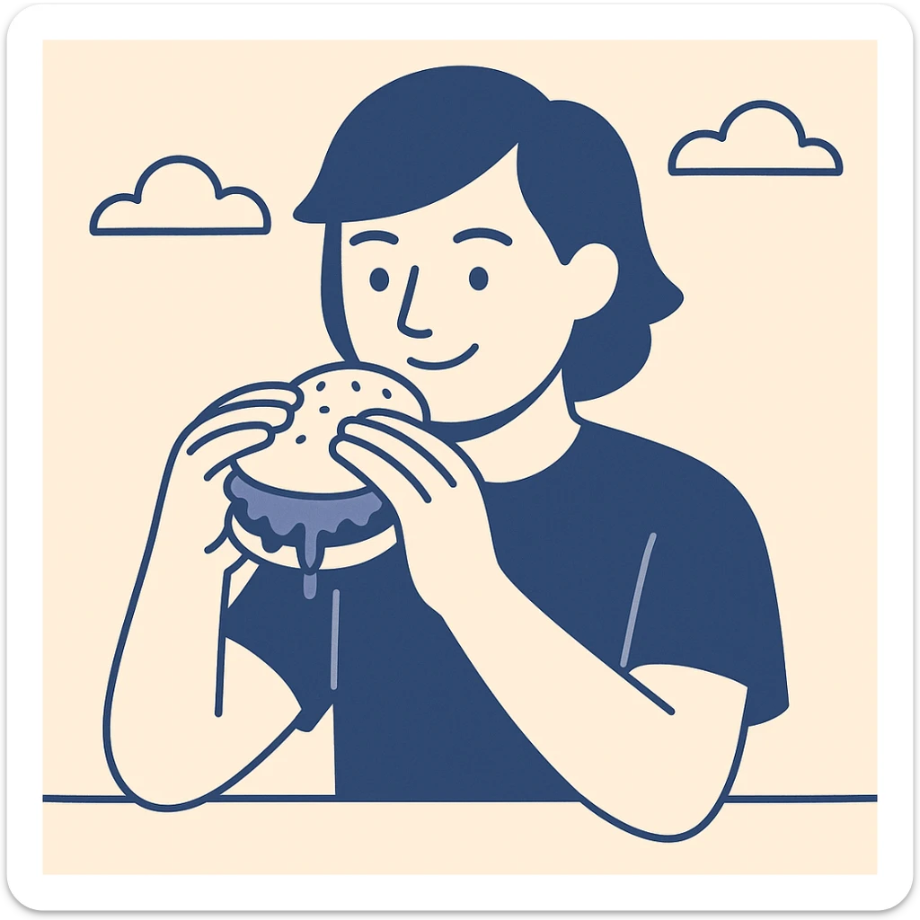 person eating sloppy joe sticker