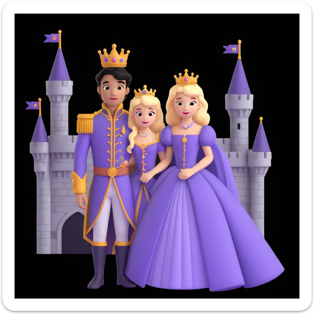 prince and princess disny dress close up photo in castle sticker