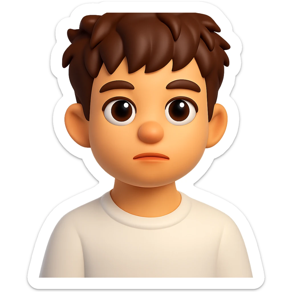 Convert this photo to a 3D emoji style portrait with slightly enlarged eyes, keeping the overall likeness and expression. Remove the background. The style should resemble Microsoft style 3D fluent emojis with a smooth, polished look and vibrant colors. sticker