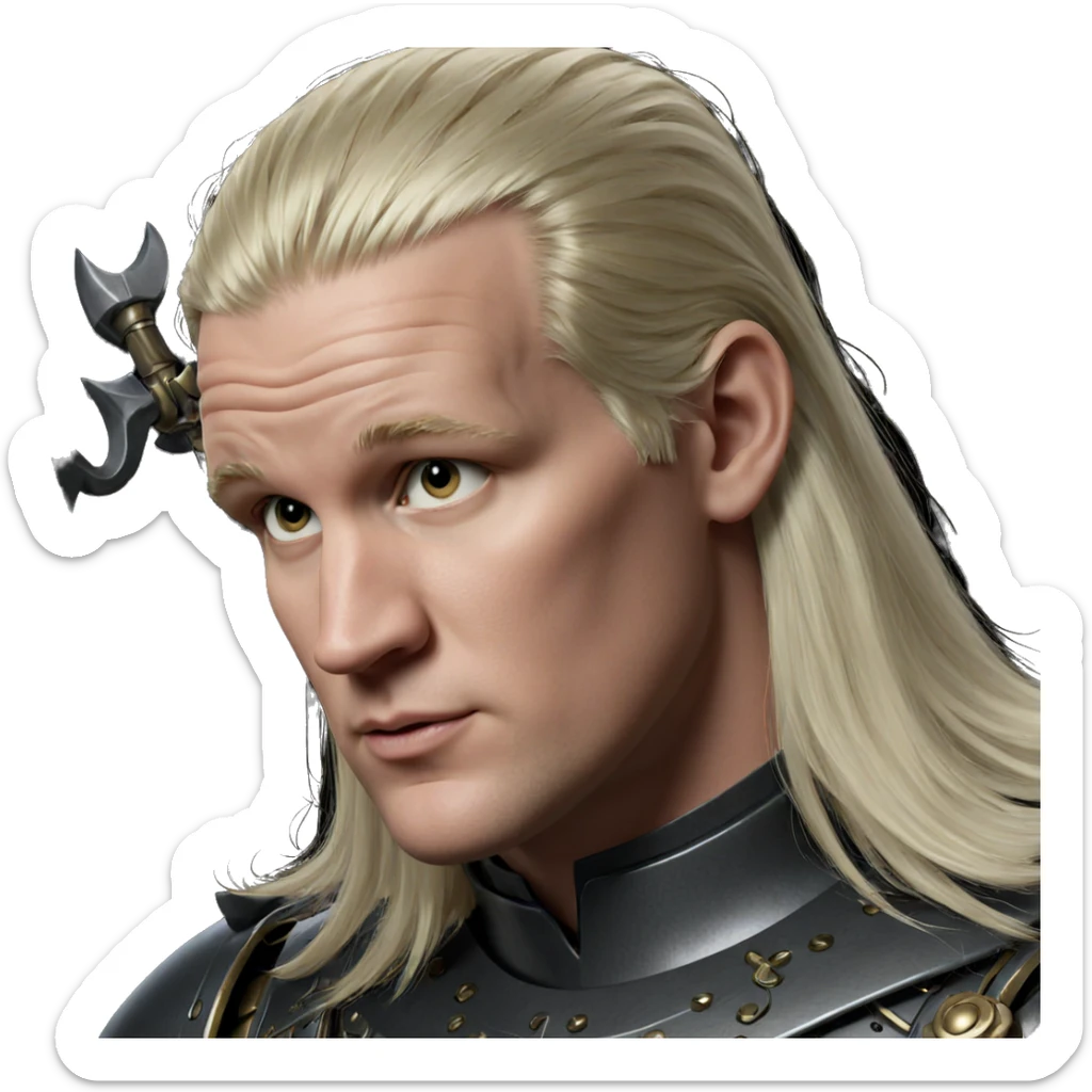 blonde boy in armor portrait sticker