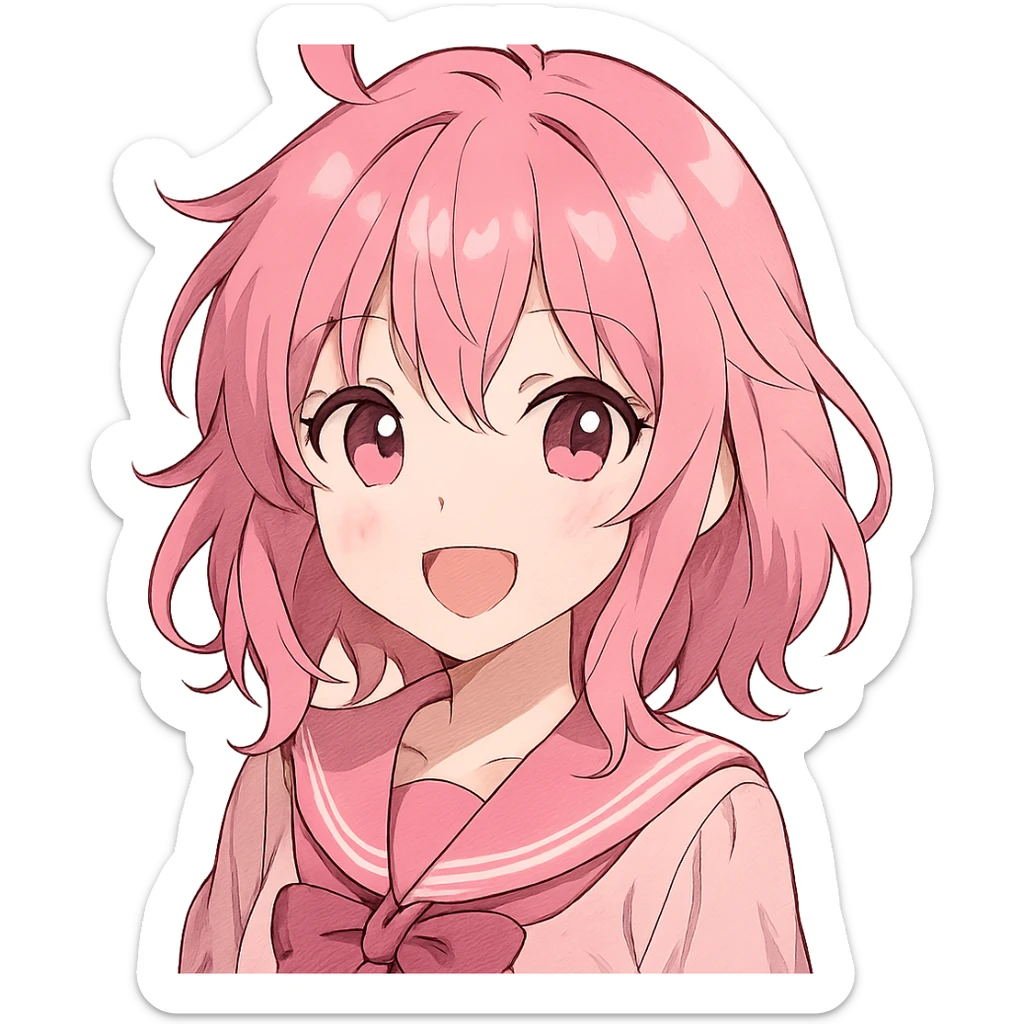 Pink anime ,remove background sticker