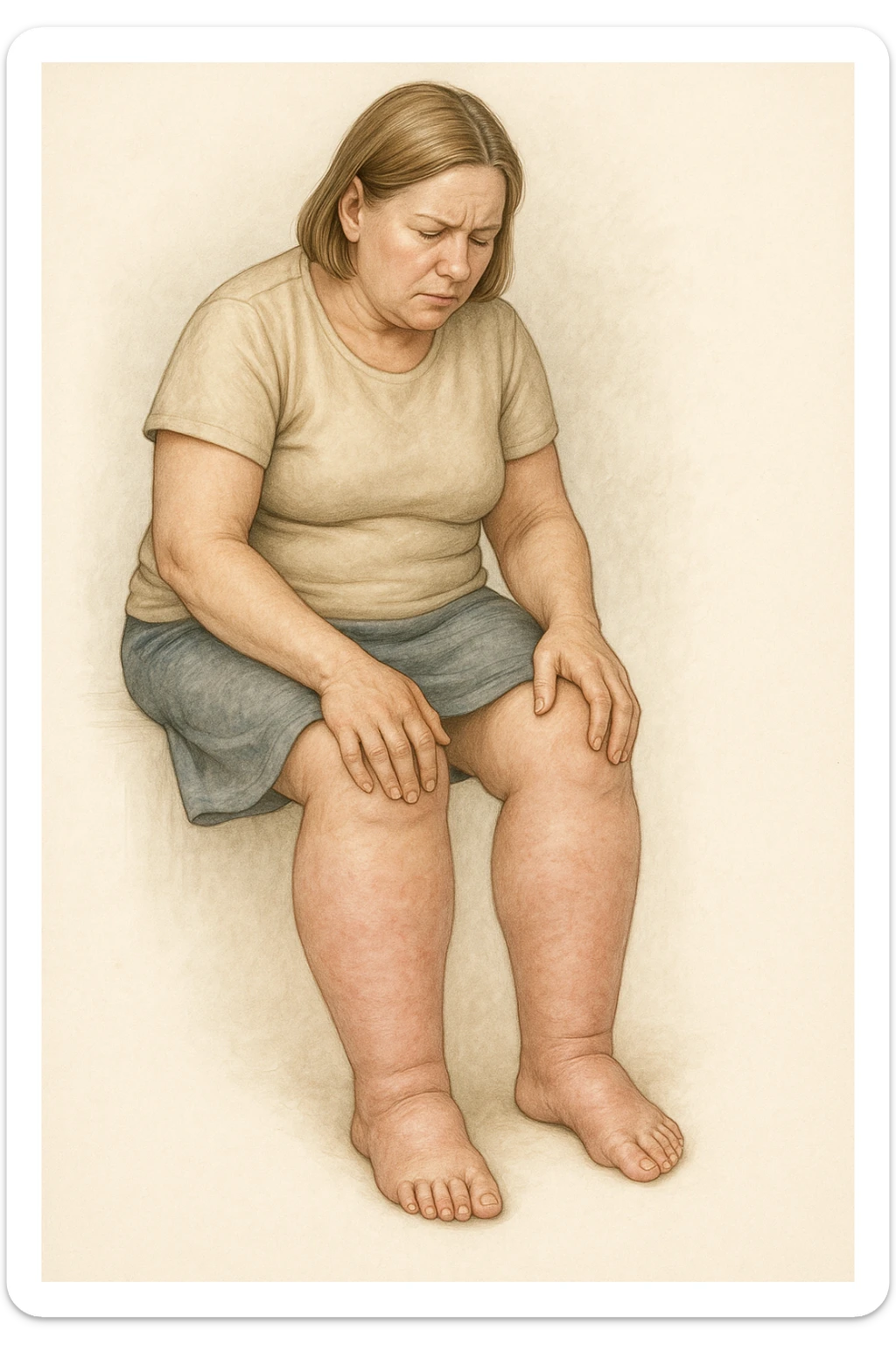 Donna con gonfiore sulle gambe sticker