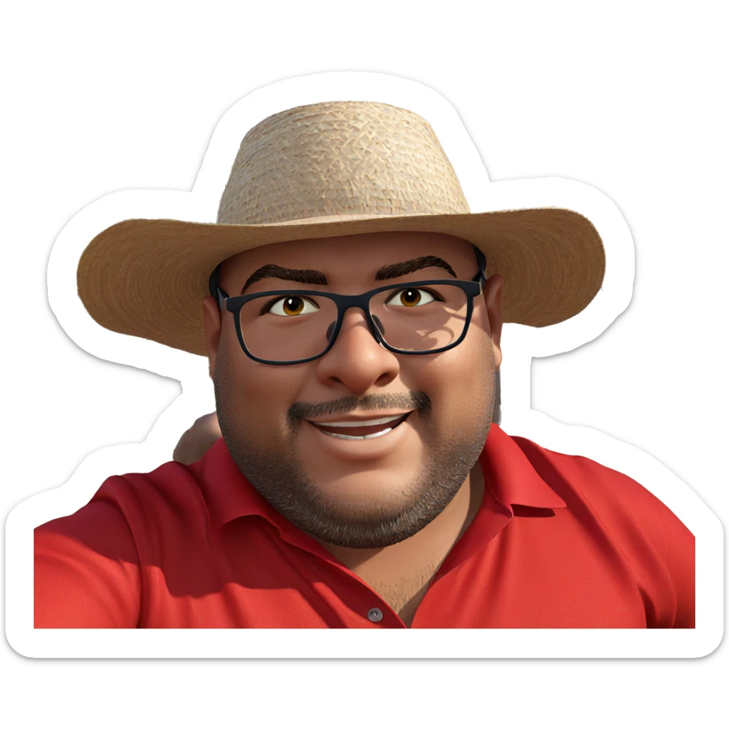 smiling boy in red shirt sticker