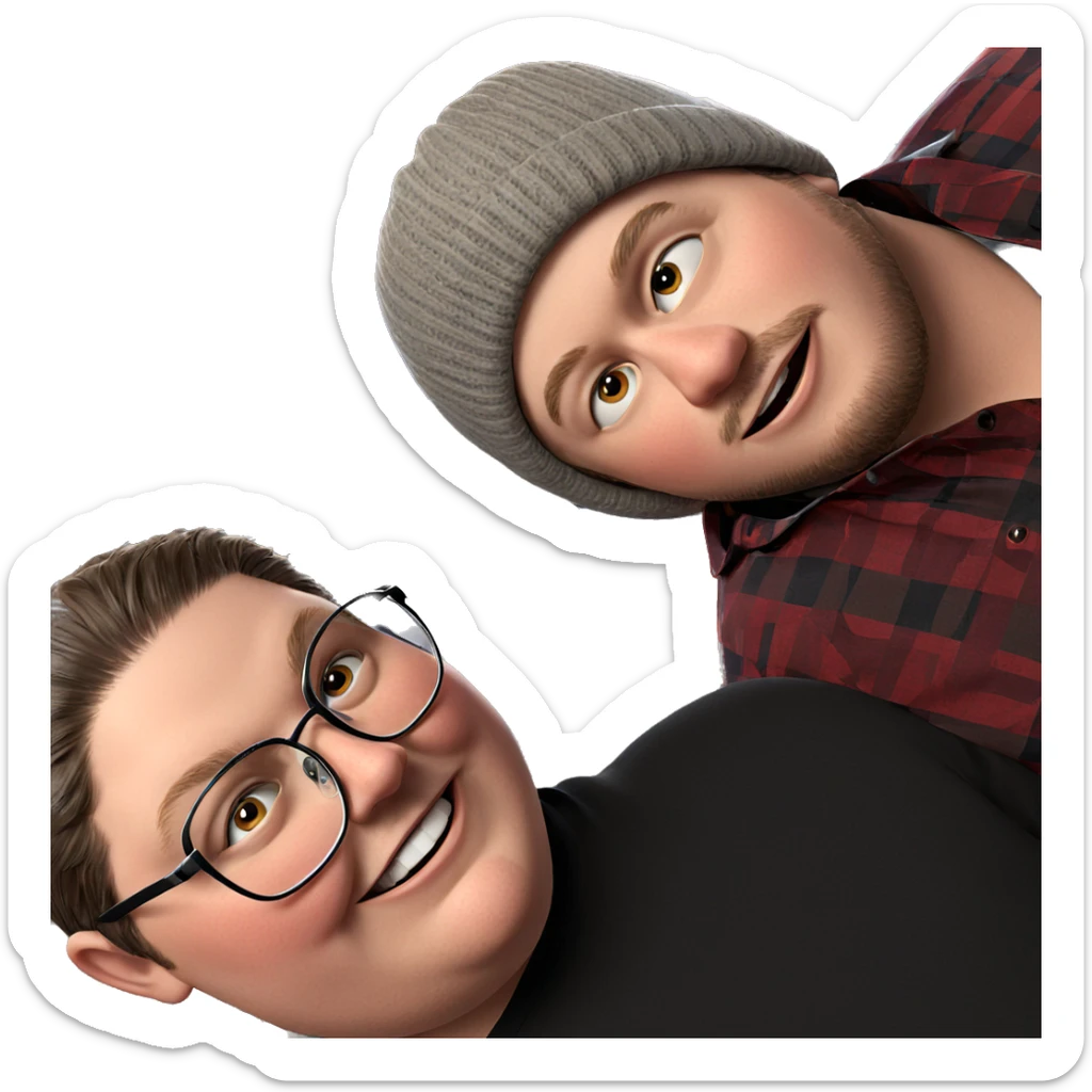 boys in stylish hats sticker