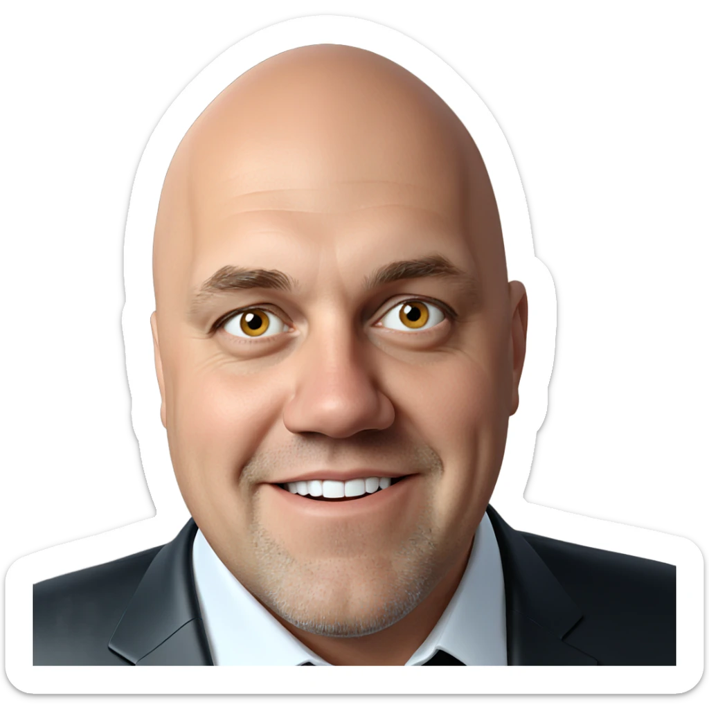 smiling man in white shirt sticker