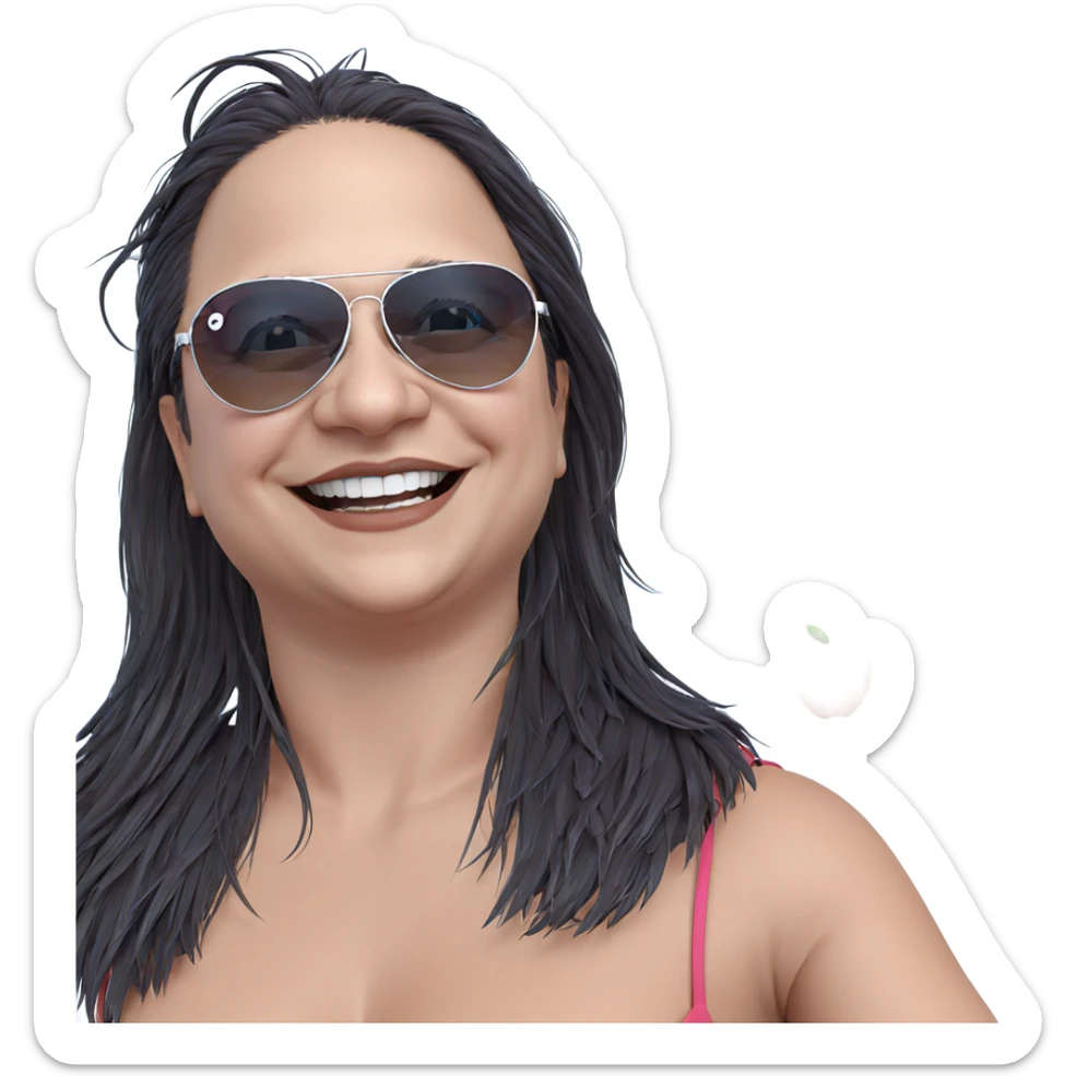 smiling girl with sunglasses sticker