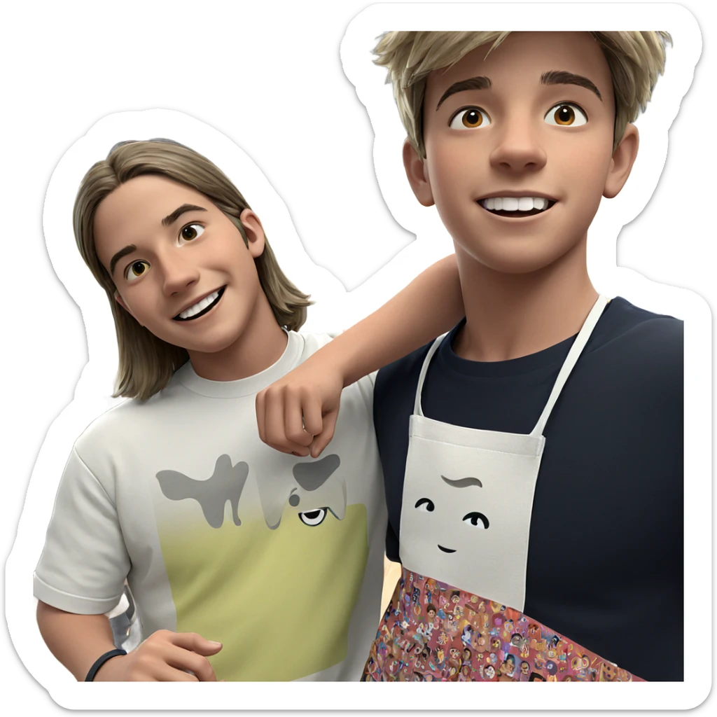 boys having fun indoors sticker