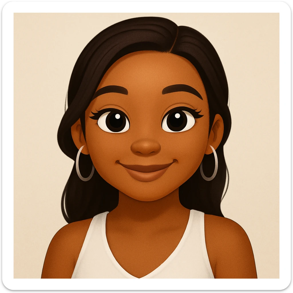 turn the second man in emoji style of the 1st image, match the facial features and match dressing style of the 2nd image, she is wearing white tank top lose sticker