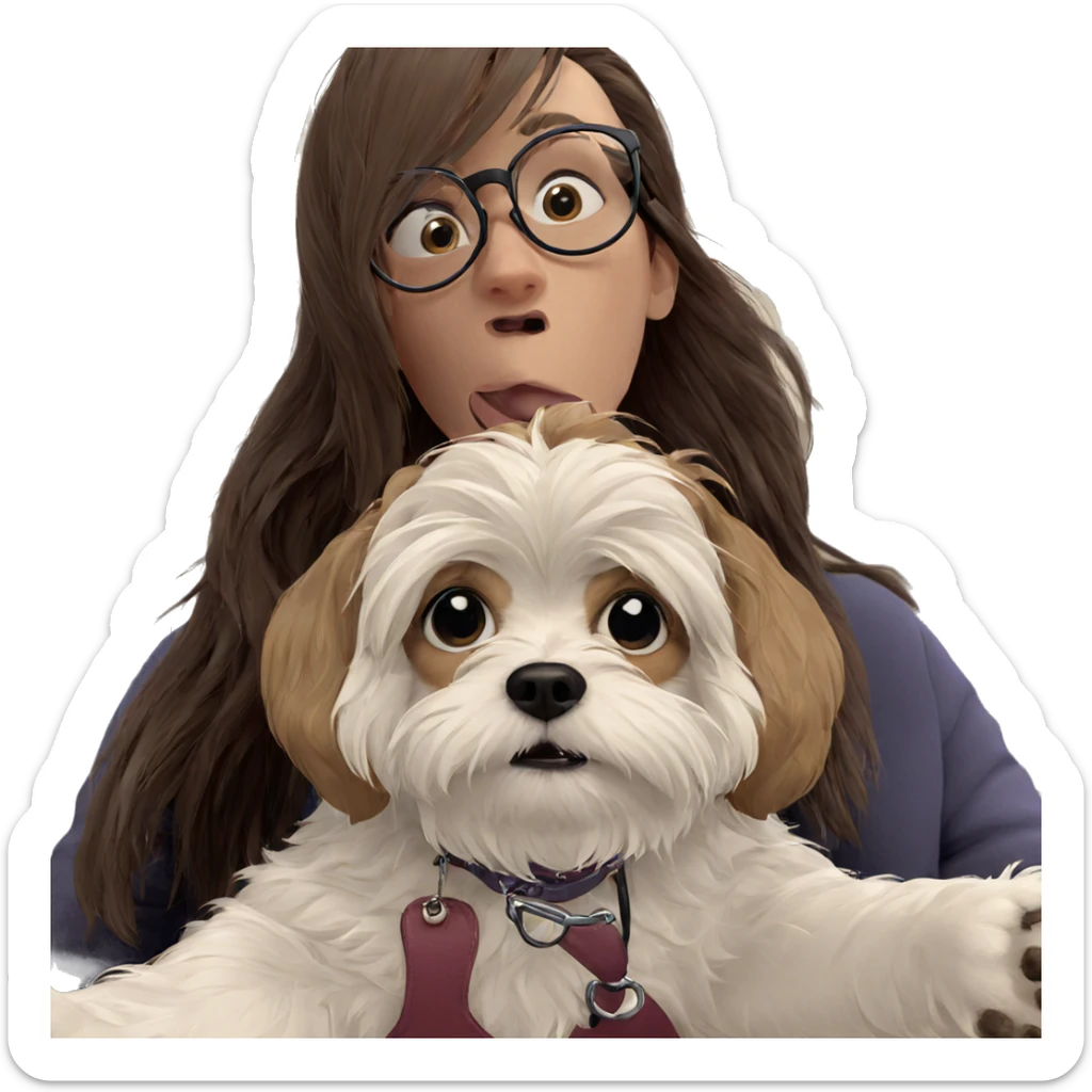 girl with dog and glasses sticker