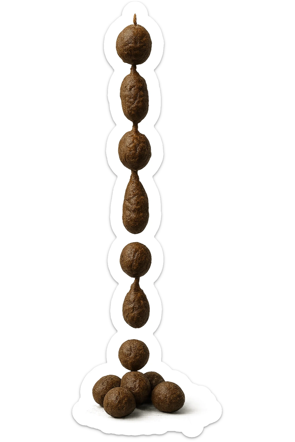 FECI DI ANIMALE A PALLINE UN PO' ALLUNGATE CADONO DALL'ALTO VERTICALMENTE, IPERREALISTICO 4K sticker