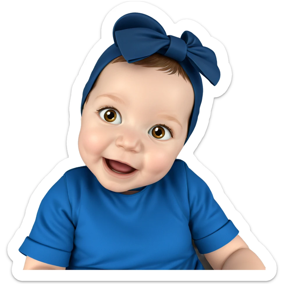 curious girl with bow sticker