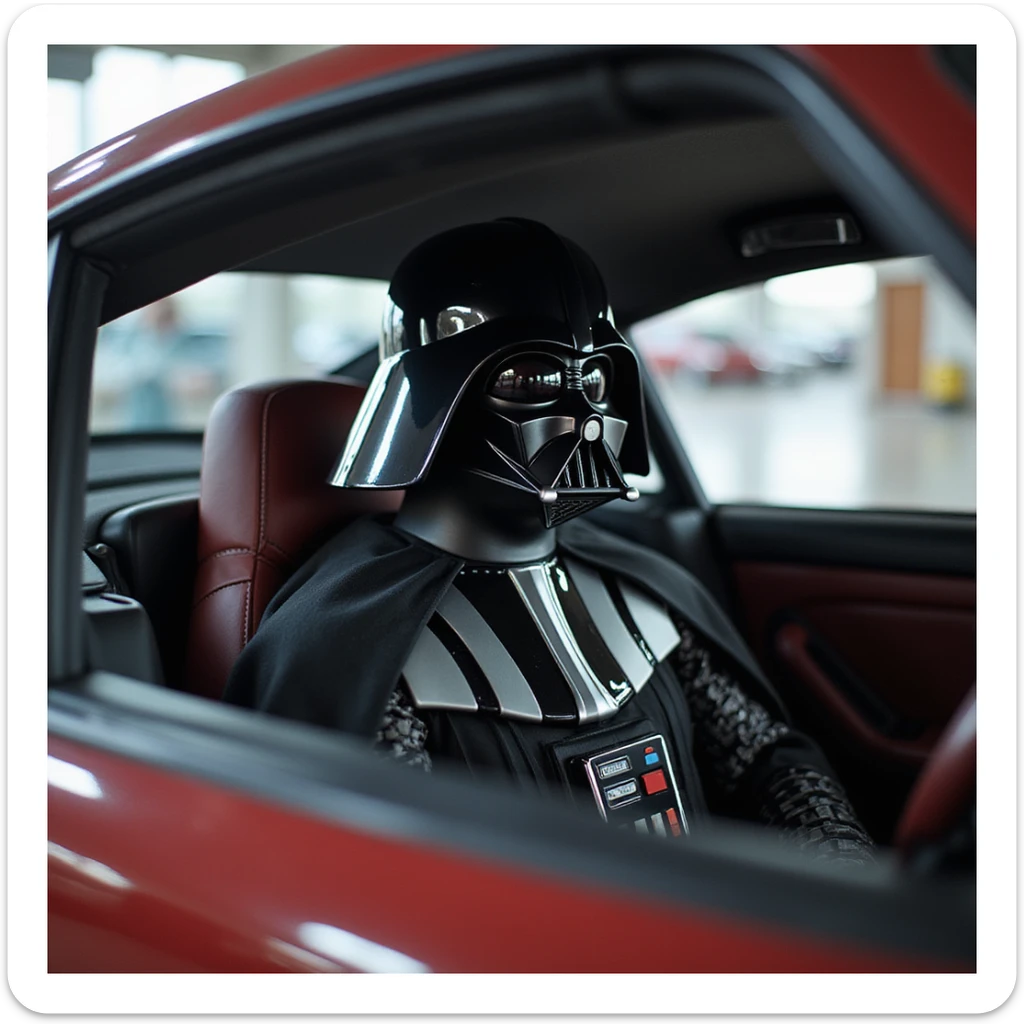 Darth vader sitting in porsche 911 sticker
