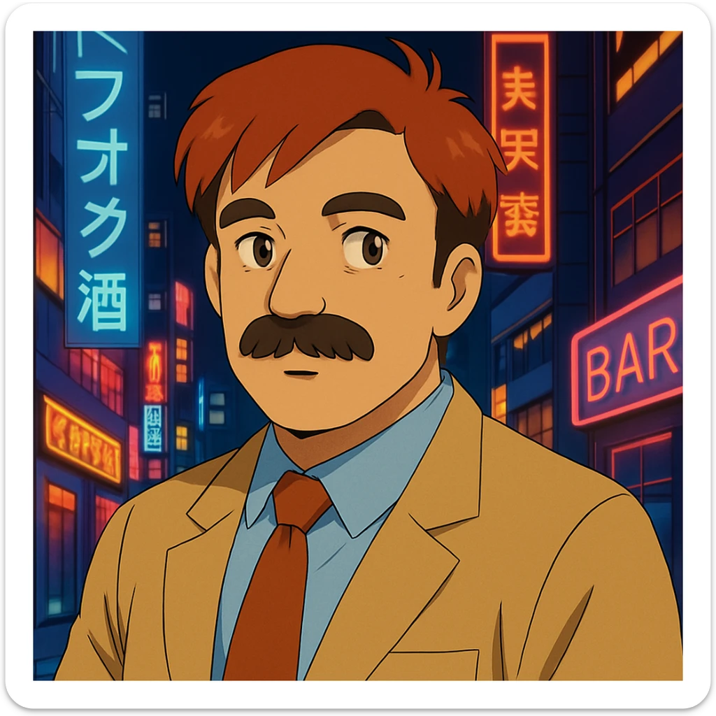 Add a neon city background, keep the 90's anime style and all original colors and lighting sticker