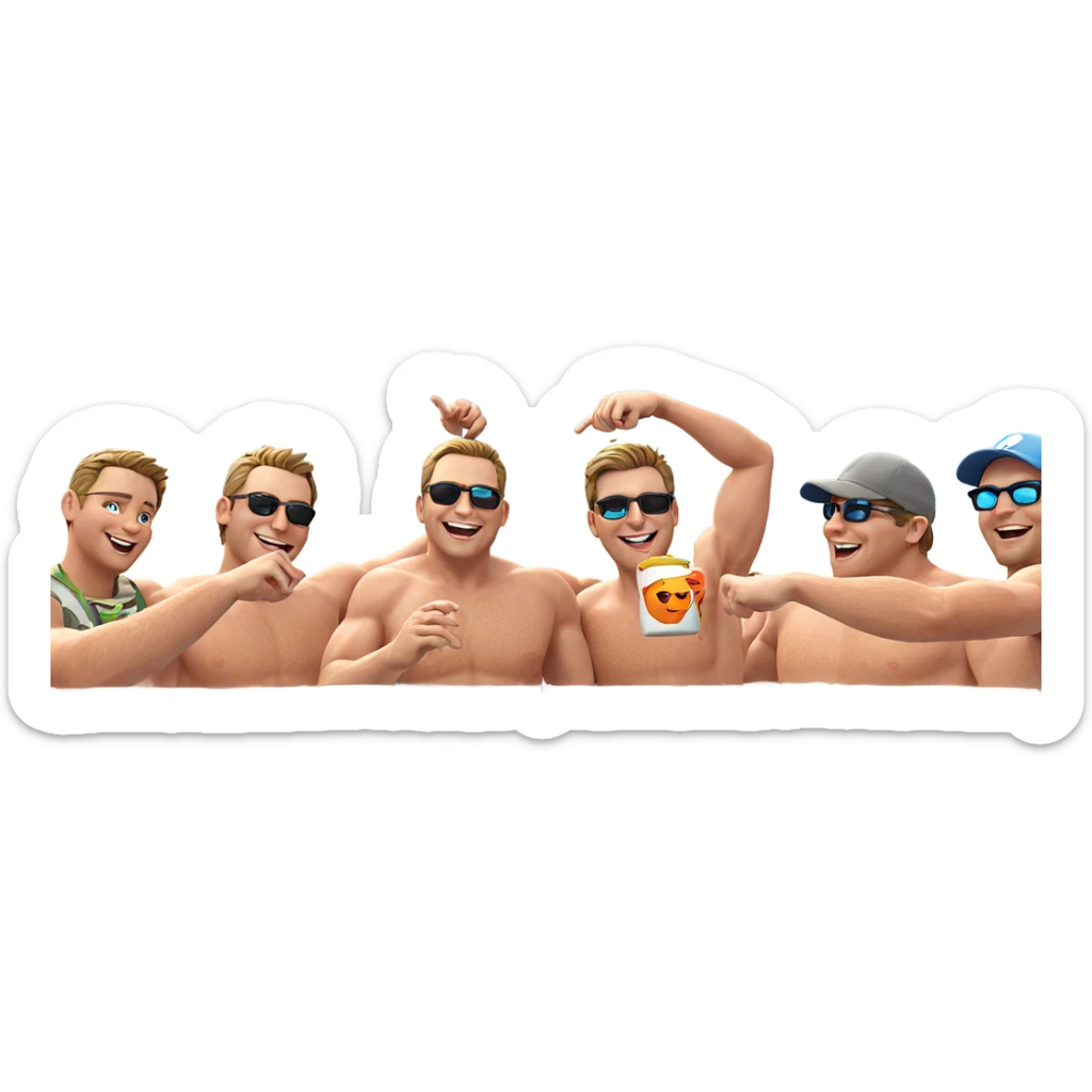 boys enjoying a sunny day sticker