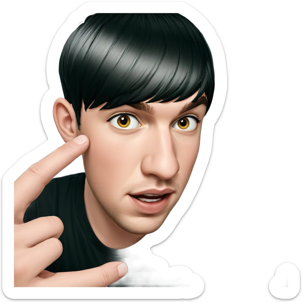 boy in black shirt portrait sticker