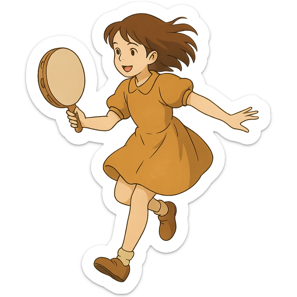 ragazza castana che gioca a tamburello sticker