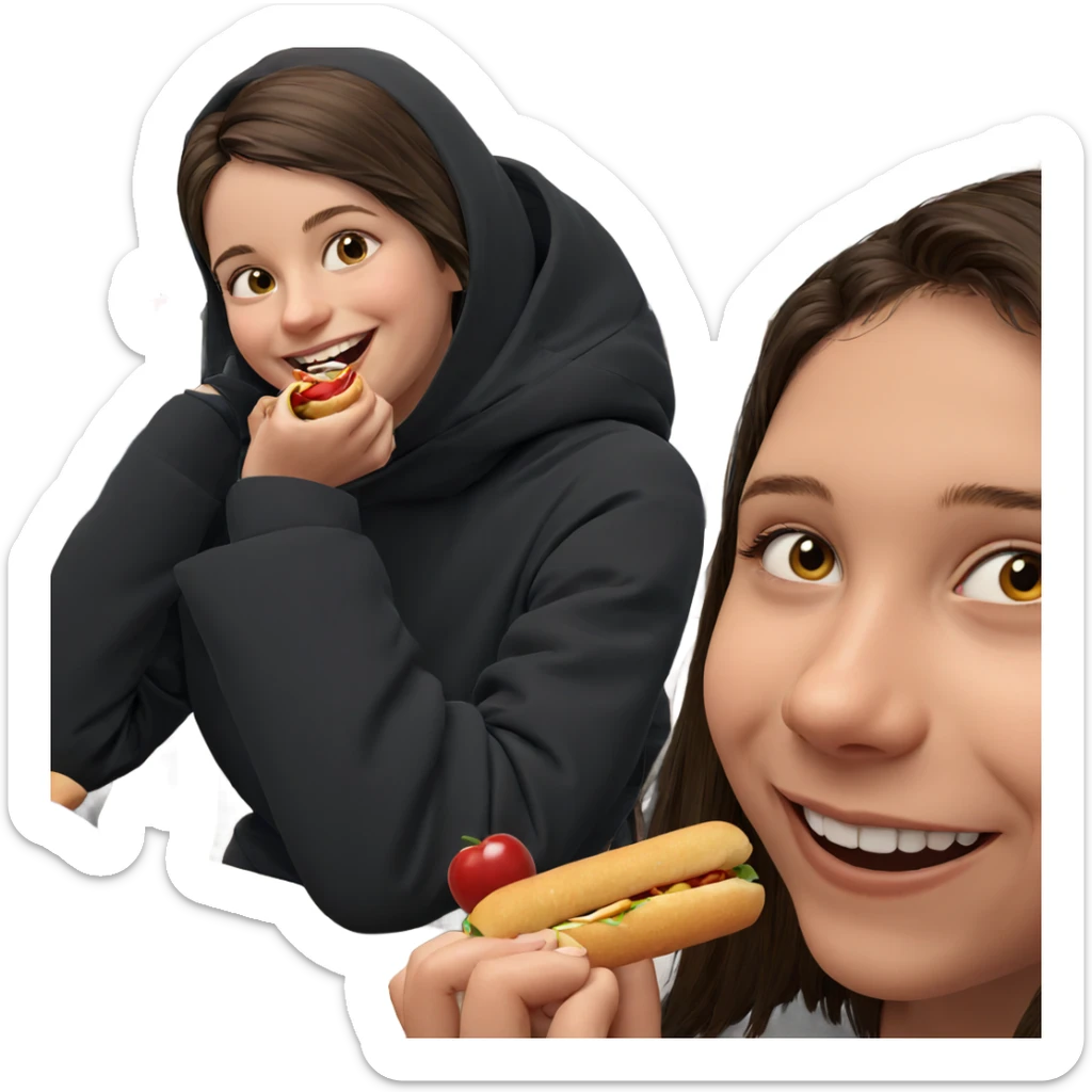 girl smiling with food indoors sticker