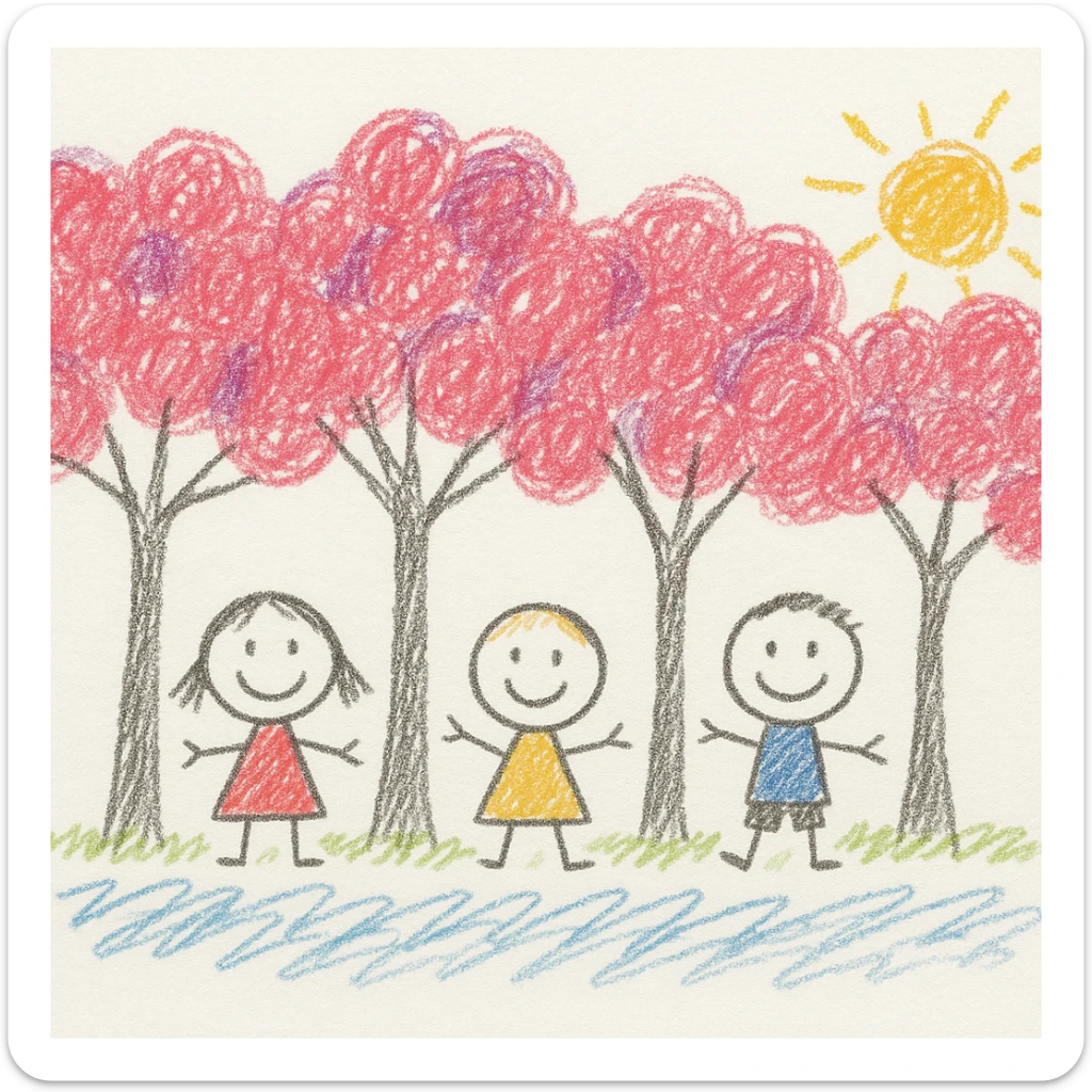 sakura cherry blossom children doodle style sticker