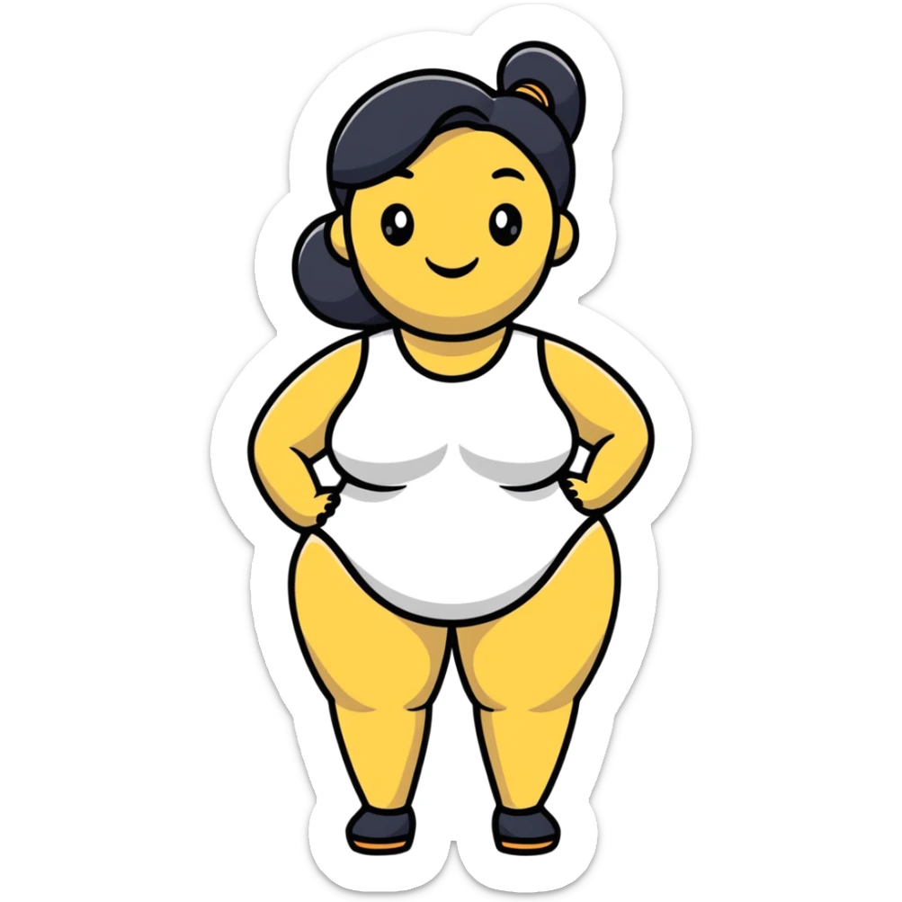 playful and friendly cartoon sticker of a confident, curvy woman sticker