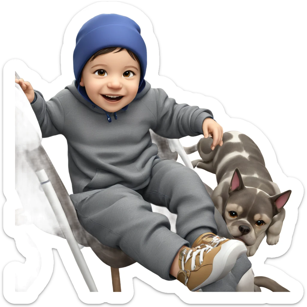 girl with dog in hat sticker