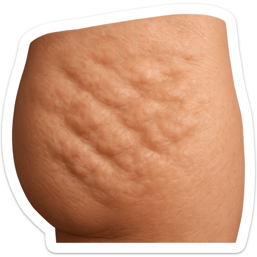 porzione di pelle con avvallamenti di grasso, iperrealistica 4k sticker