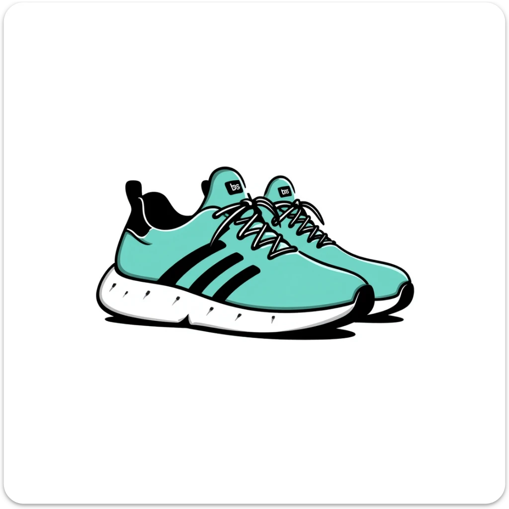 turquoise running shoes, athletic footwear, blue-green sneakers sticker