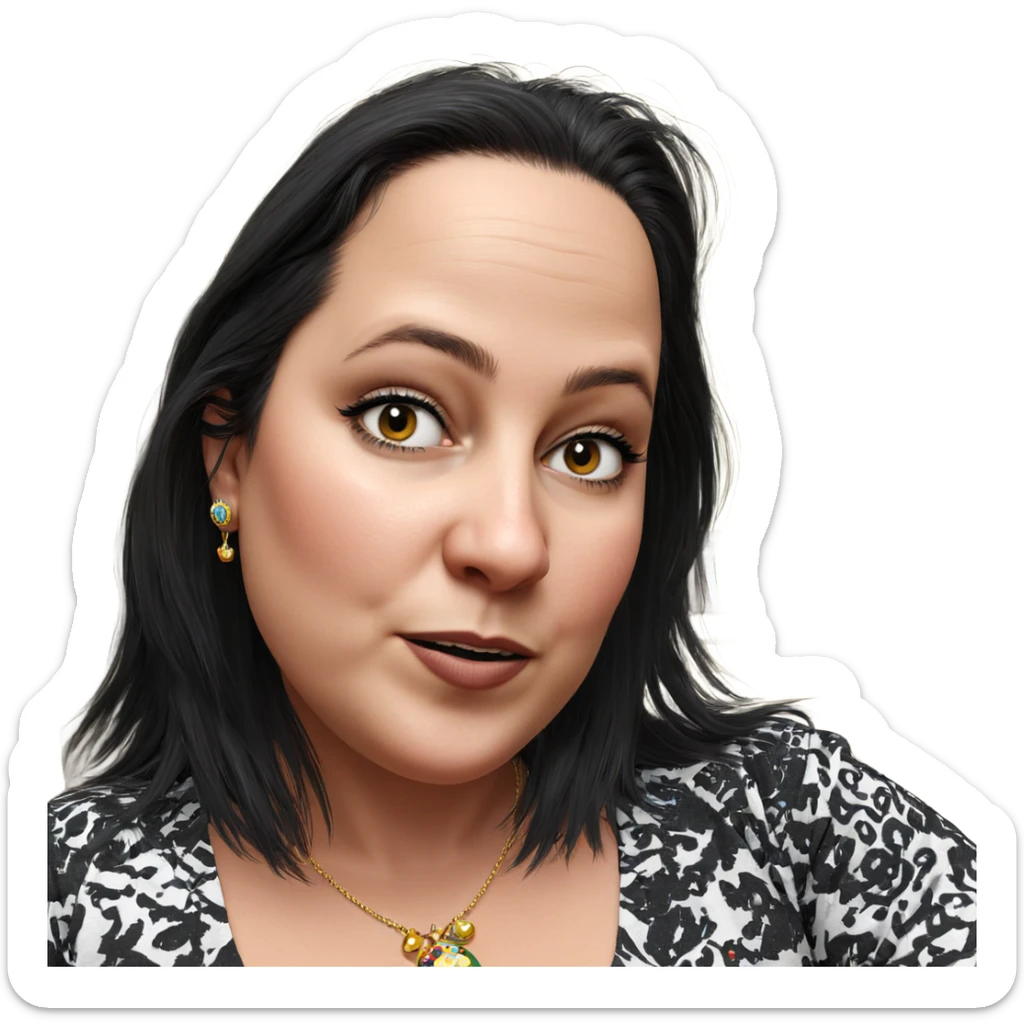 girl with black hair and jewelry sticker