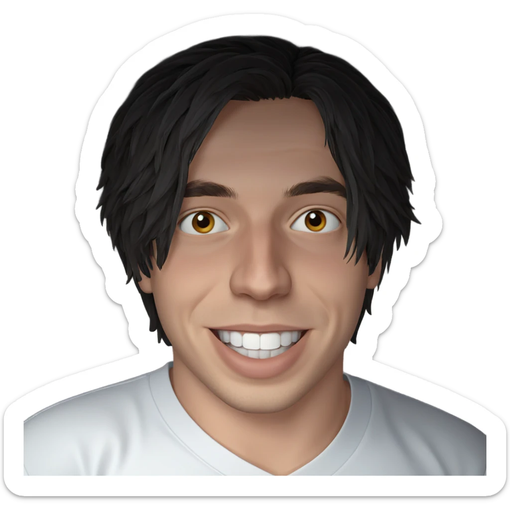 smiling boy in white shirt sticker