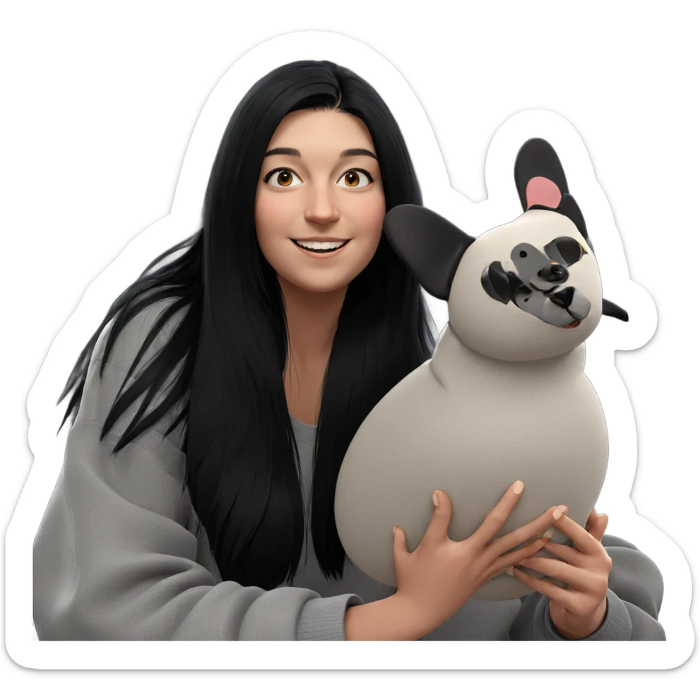 smiling girl with black hair sticker