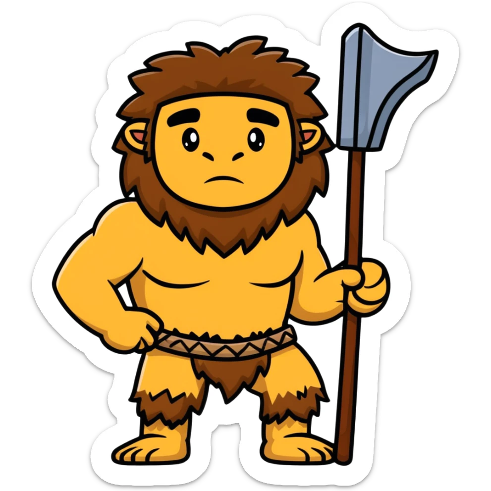 caveman with animal fur clothing and a club sticker