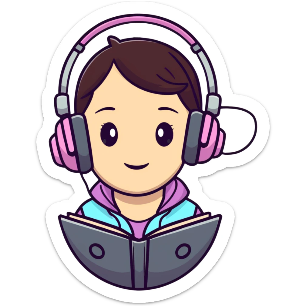 excited gamer girl in headphones sticker