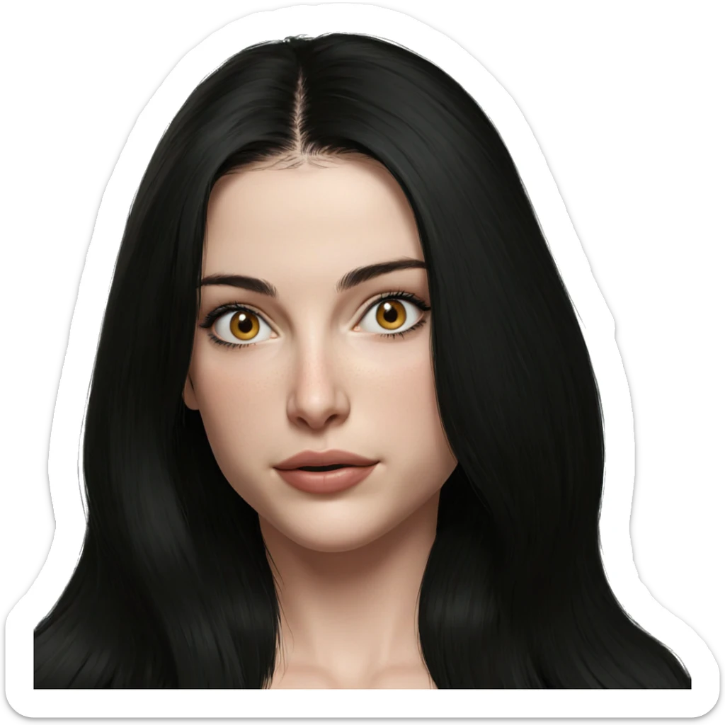 black haired girl portrait sticker
