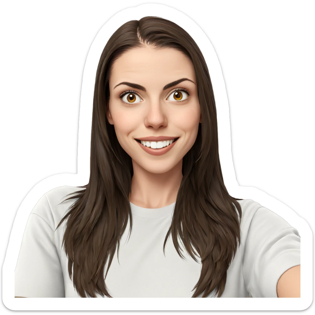 smiling girl with brown hair sticker