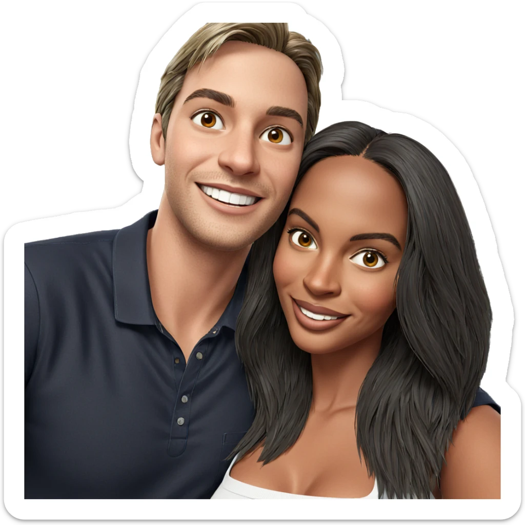 smiling couple in casual shirts sticker