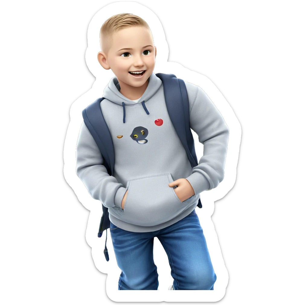 smiling boy outdoors in jeans sticker