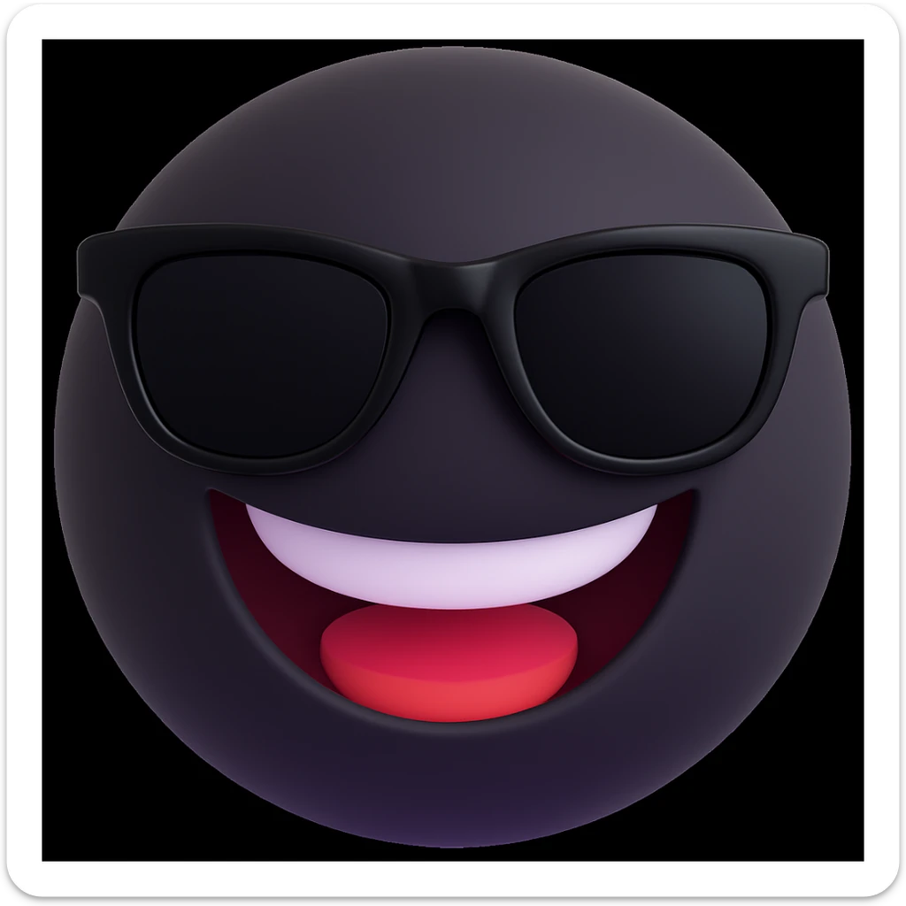Make the smiling face emoji wear sunglasses in a style similar to 3d-emoji sticker