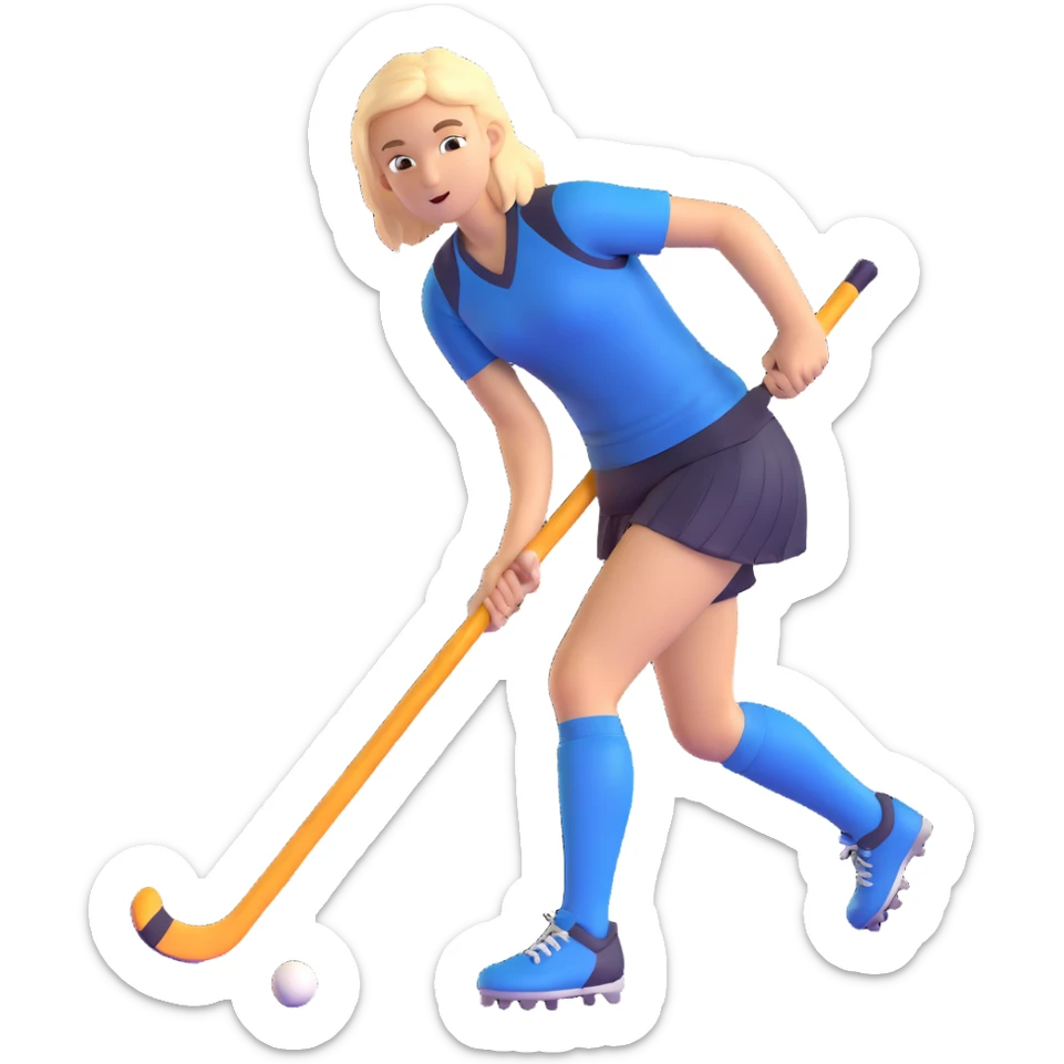 youthful field hockey player, dynamic action, holding a stick, sporty outfit, minimal background sticker