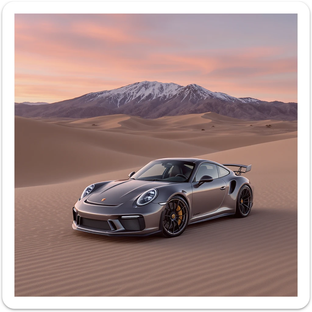 A modern desert mountain, wallpaper, modern, porsche 911, sunset sticker