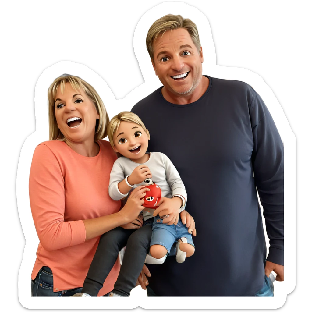 happy girl with boys indoors sticker