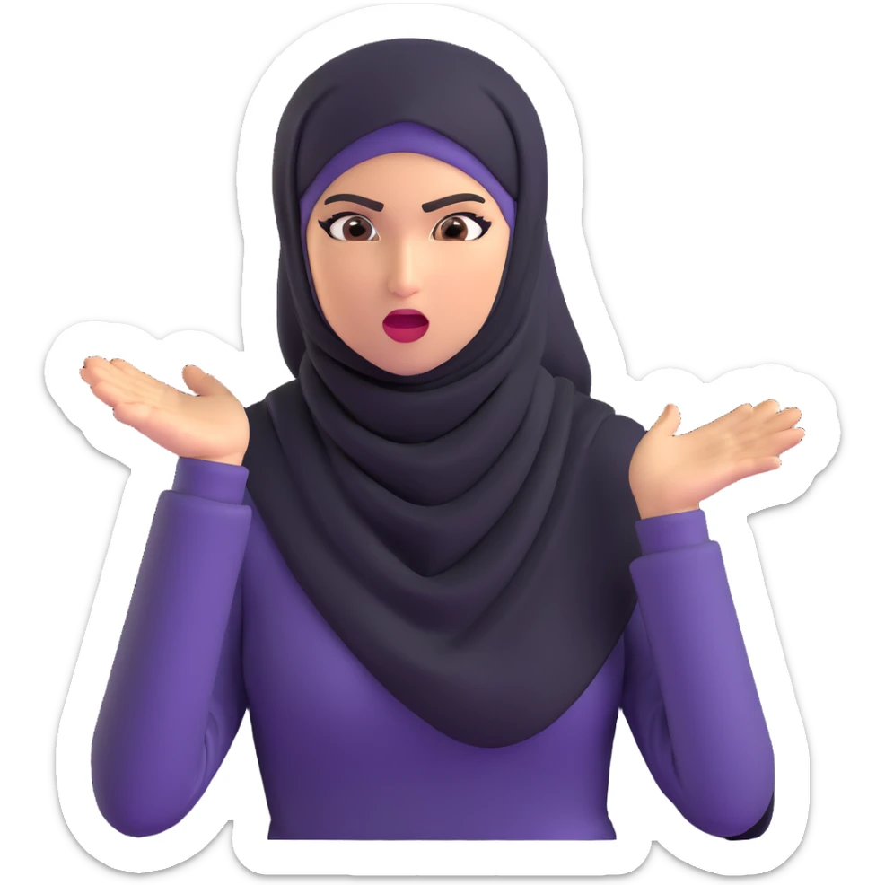 hijabi woman, angry pose sticker