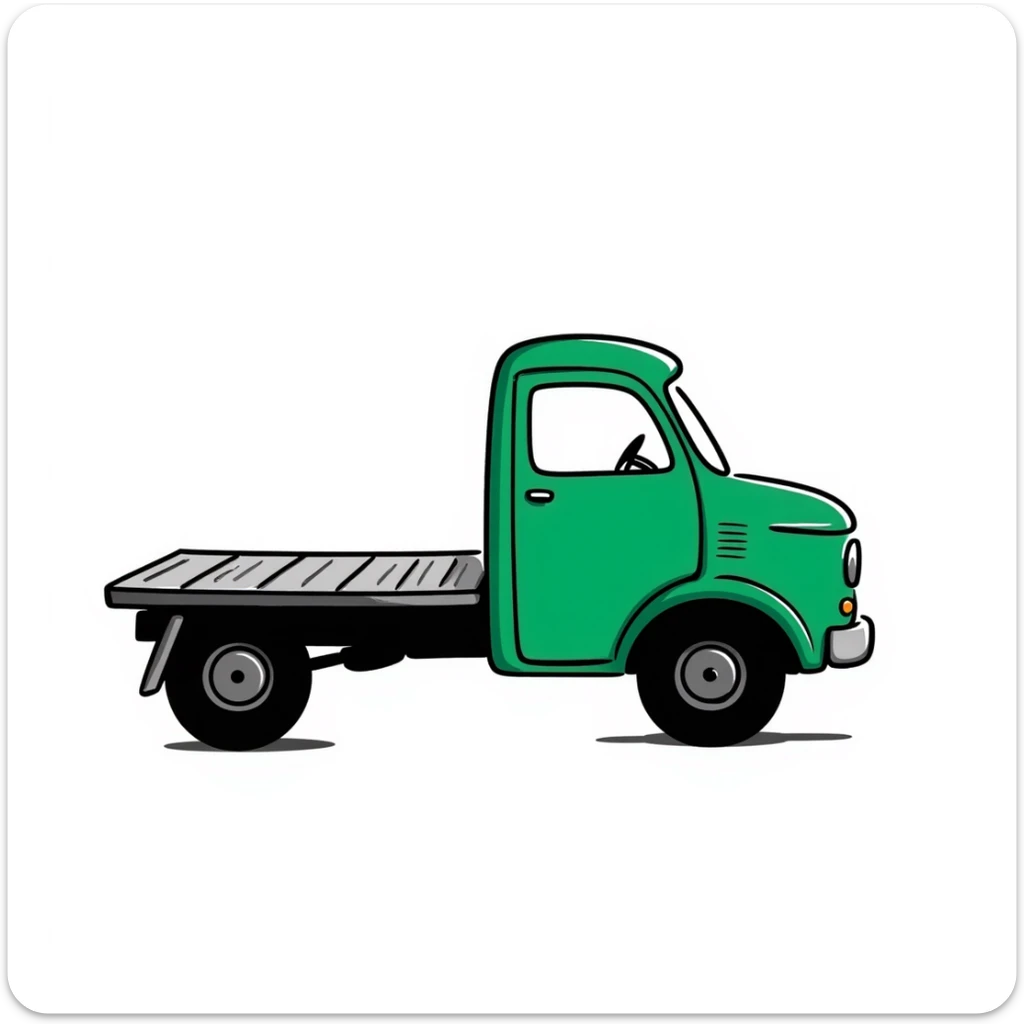 ZIL 130 Soviet truck with green cabin and flatbed, classic vintage Russian truck from 1960s sticker