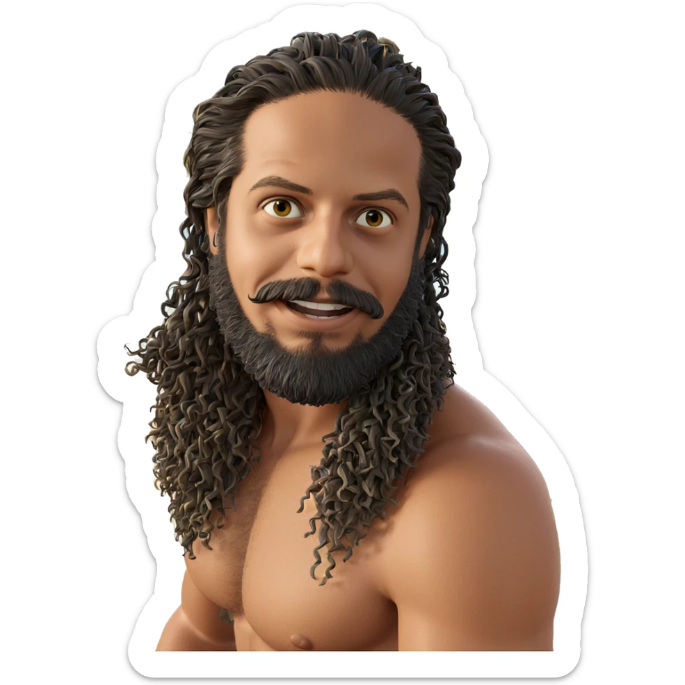 bearded man at the beach sticker