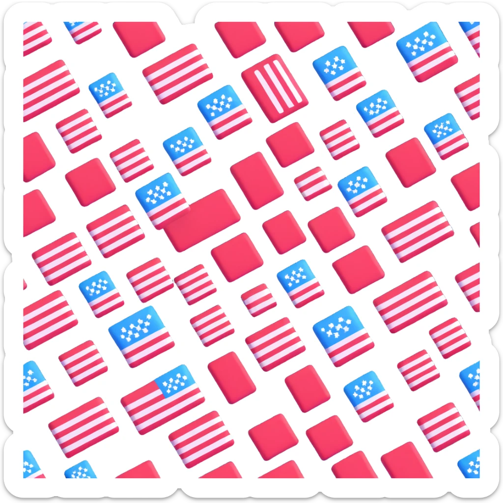 USA flag minimal 3D emoji style, red and white stripes, blue square in the corner, no details, no text, 3D effect sticker