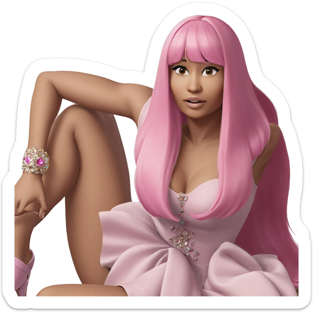 elegant girl in pink dress sticker