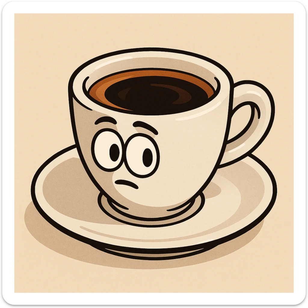 espresso coffee, modern style, white demitasse cup, dark coffee, minimalistic look sticker