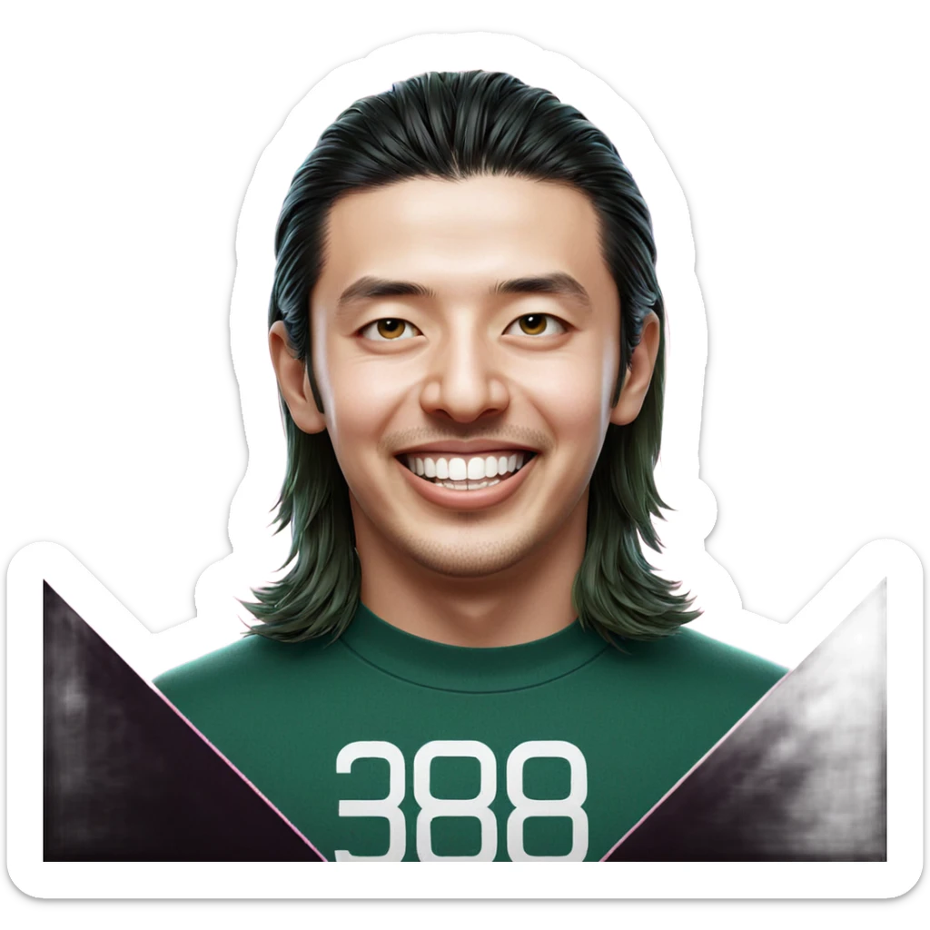 smiling boy in green shirt sticker