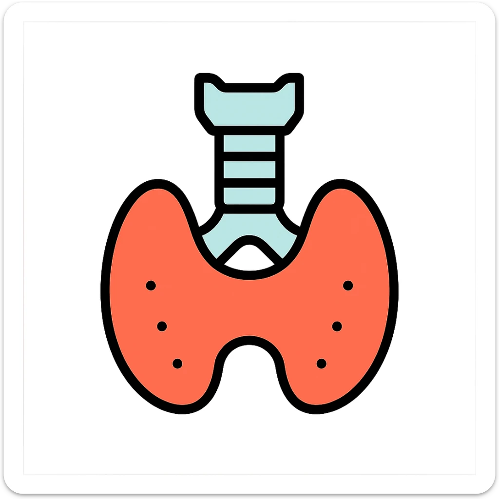 colorful, minimal icon of the thyroid gland, easy to recognize, color outline style sticker