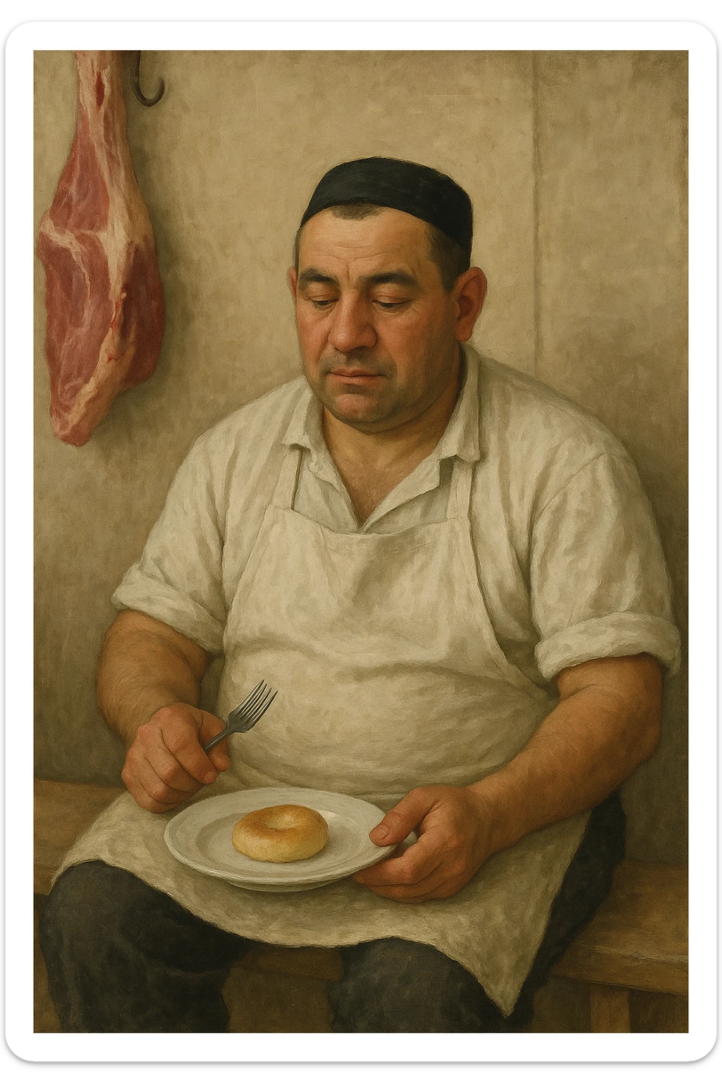 sartarosh xona bunaqa zur darajada bulmasin keyin shunchaki tarelka v vilka ushlab utirsin tarelkada esa faqat non bulsin kayfiyati xam urtacha bulsin xursan bob ketmasin sticker