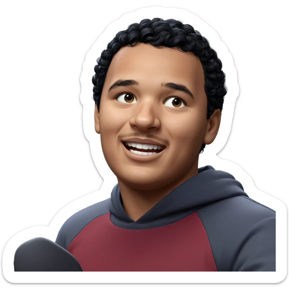 smiling boy with black hair sticker