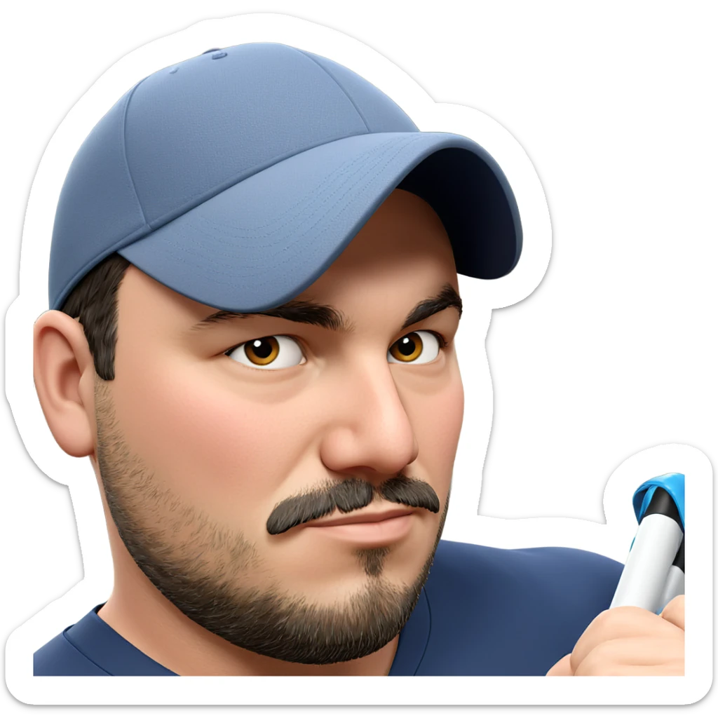 mature male in baseball cap sticker